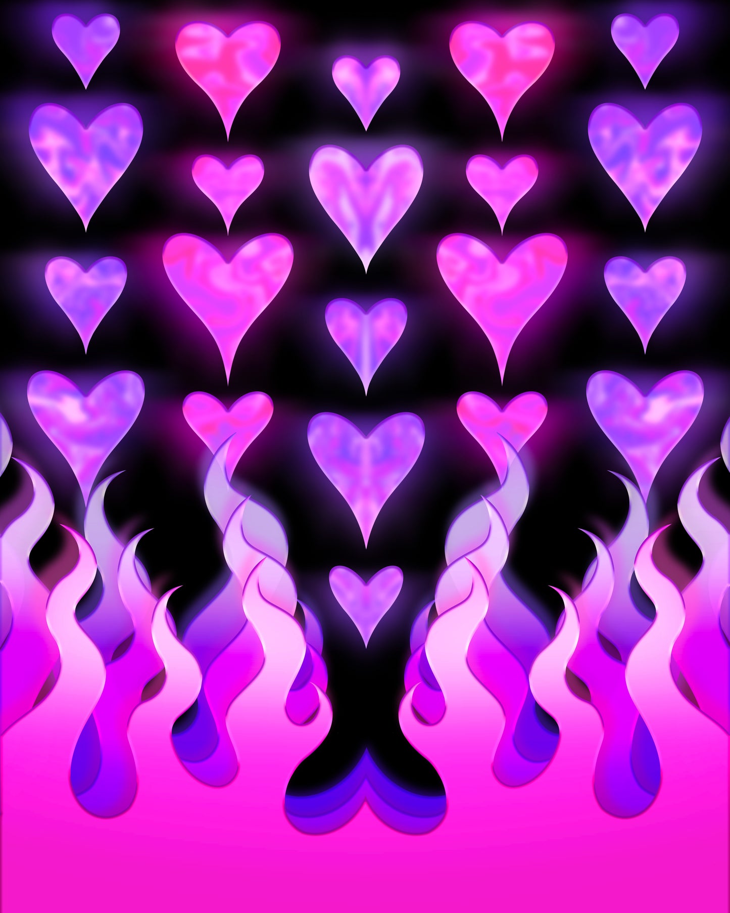 Purple Flame Hearts - Fine Art Print