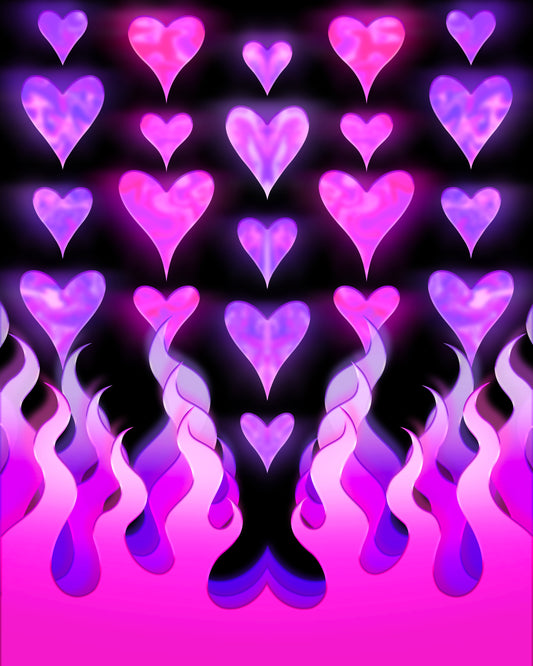 Purple Flame Hearts - Fine Art Print