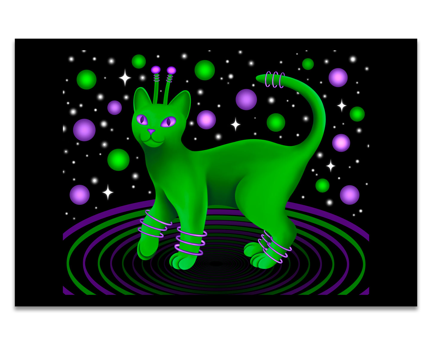 Green Alien Cat - Mini 4×6 Art Print