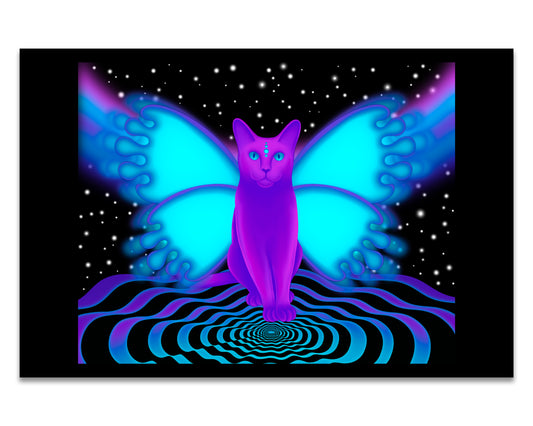 Purple Cosmic Cat - Mini 4×6 Art Print
