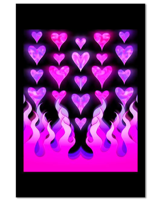 Purple Flame Hearts - Mini 4×6 Art Print