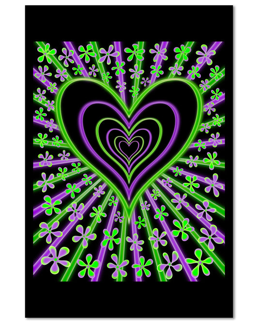 Flower Power Heart - Mini 4×6 Art Print