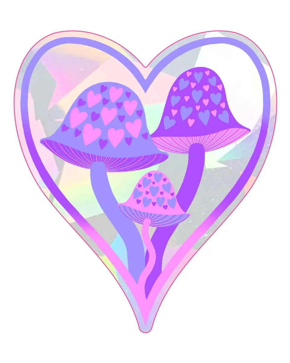 Mushroom Heart - 5 Suncatcher - Rainbow Window Decal Sticker – Deep Space  Violet