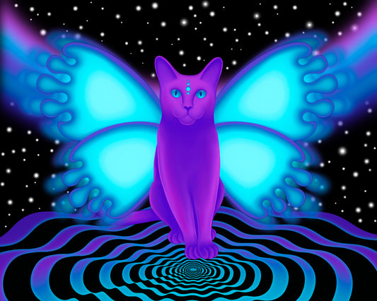 Purple Cosmic Cat - Fine Art Print