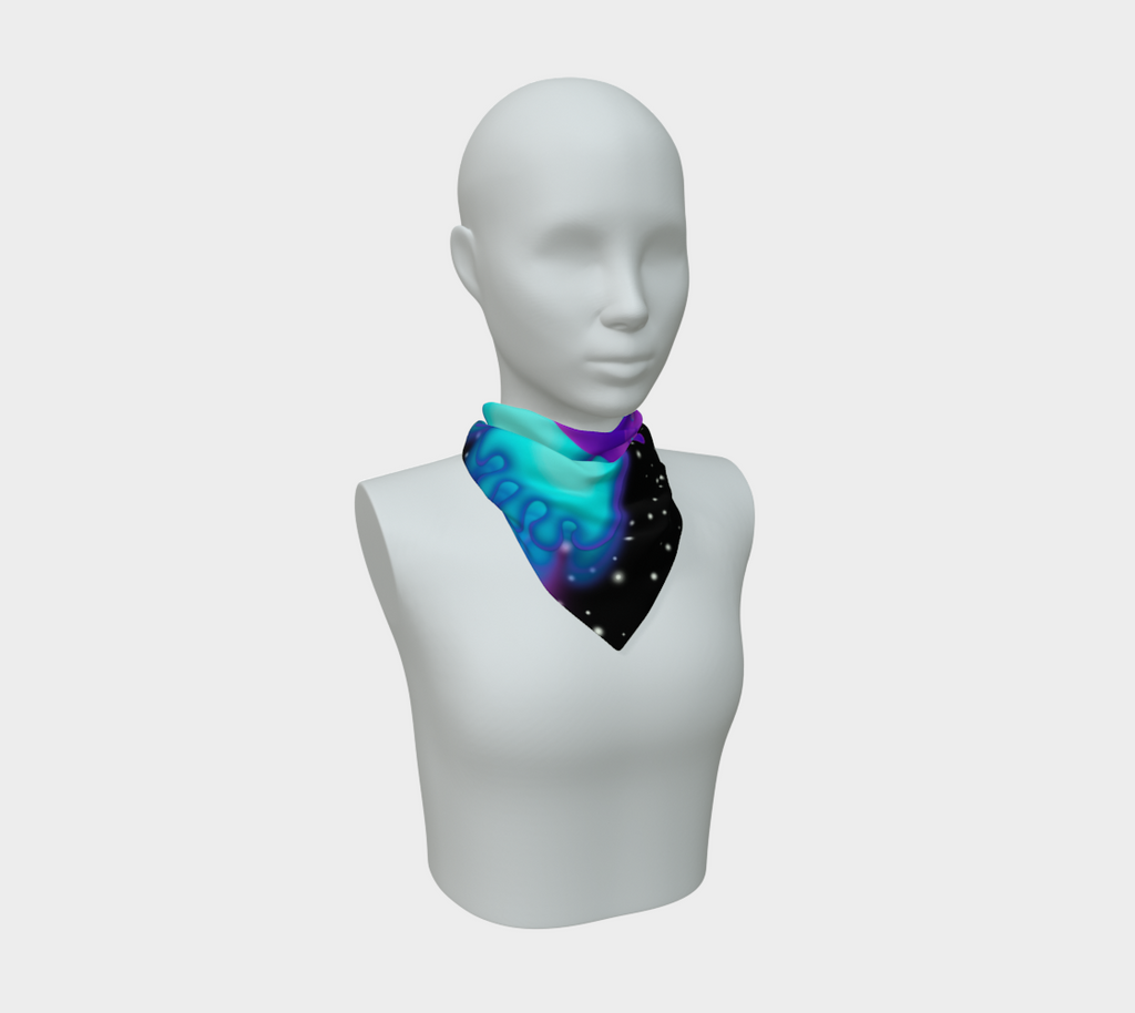 Purple Cosmic Cat Silk Scarf — Wearable Art Bandana