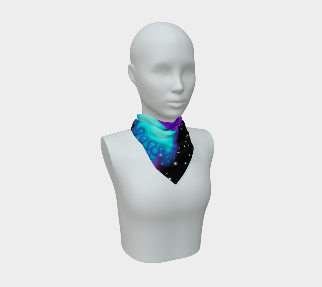 Purple Cosmic Cat Silk Scarf — Wearable Art Bandana
