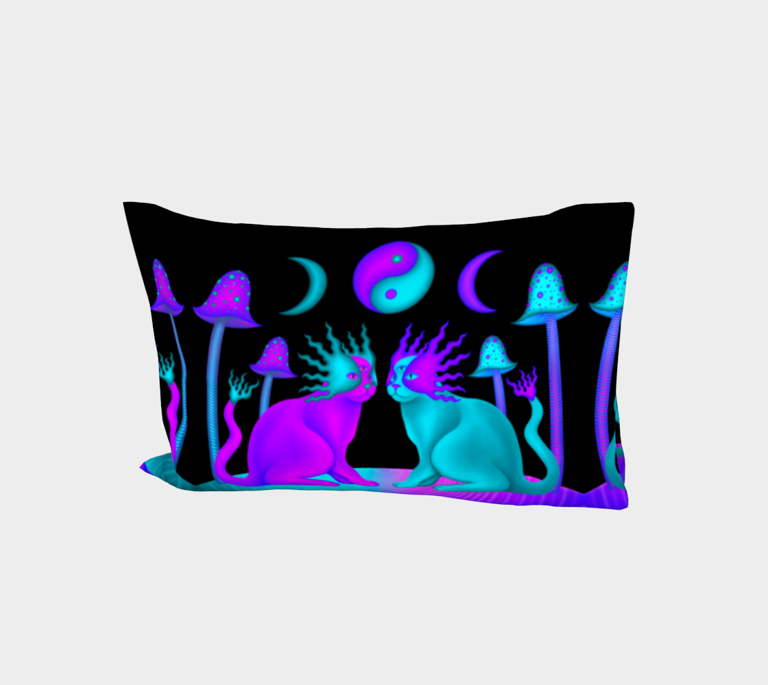 Yin Yang Mushroom Cats Pillowcase