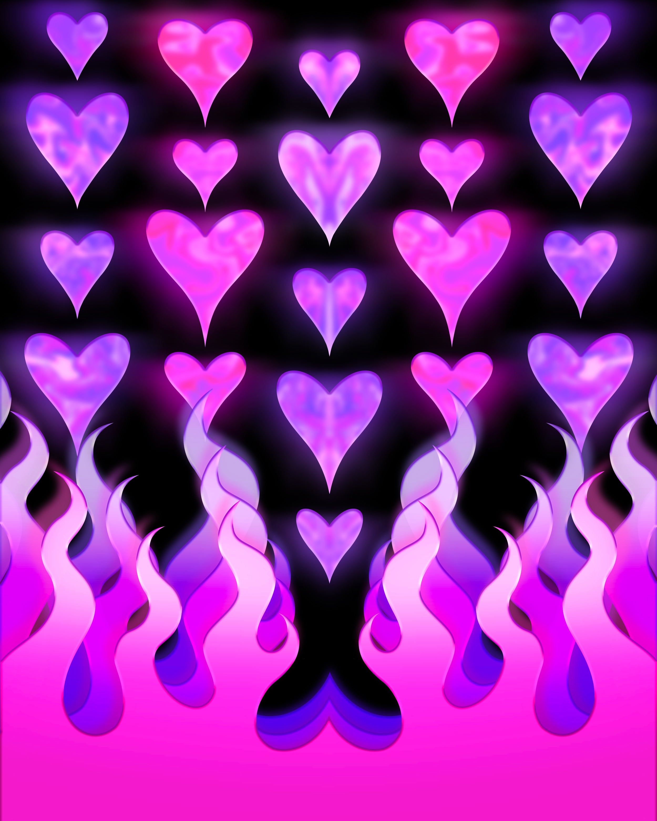 Purple Flame Hearts - Fine Art Print