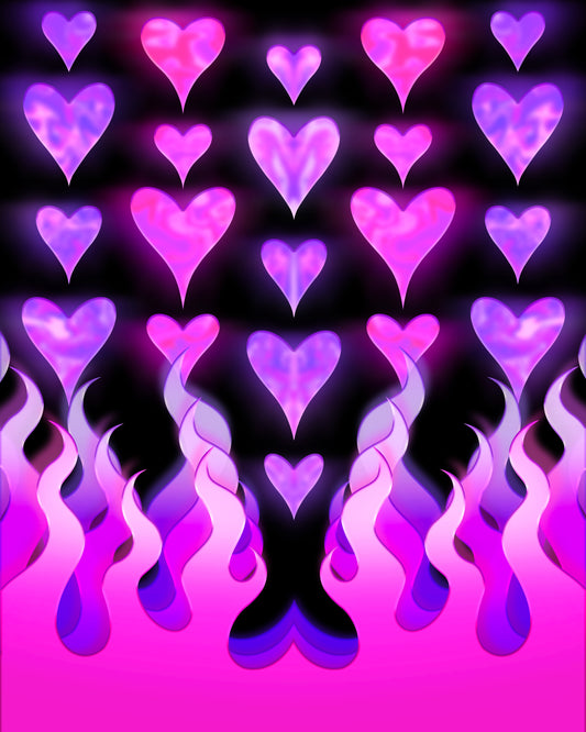 Purple Flame Hearts - Fine Art Print