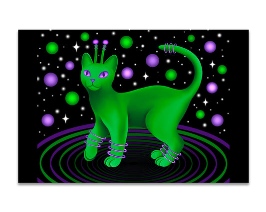 Green Alien Cat - Mini 4x6 Art Print