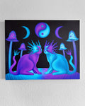 Yin Yang Mushroom Cats - Signed 16x20 Canvas Print