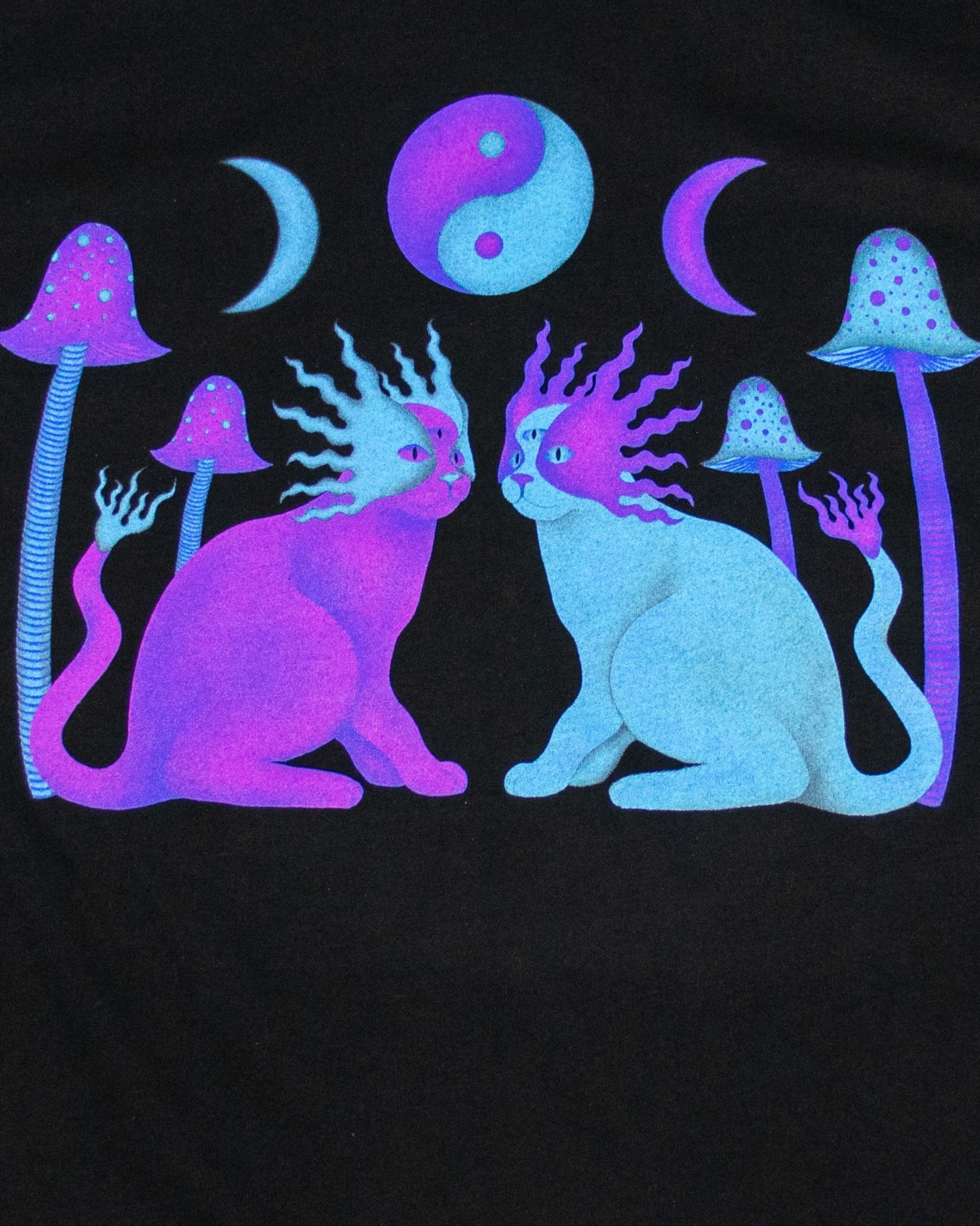 Yin Yang Mushroom Cats Graphic Tee