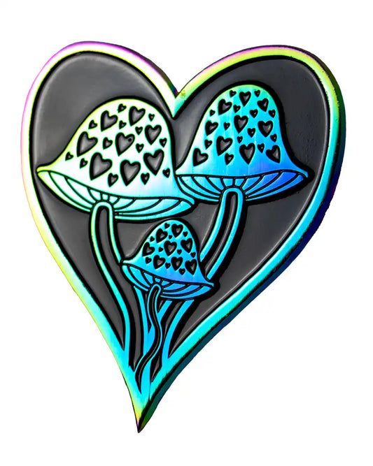 Mushroom Heart Rainbow Enamel Pin