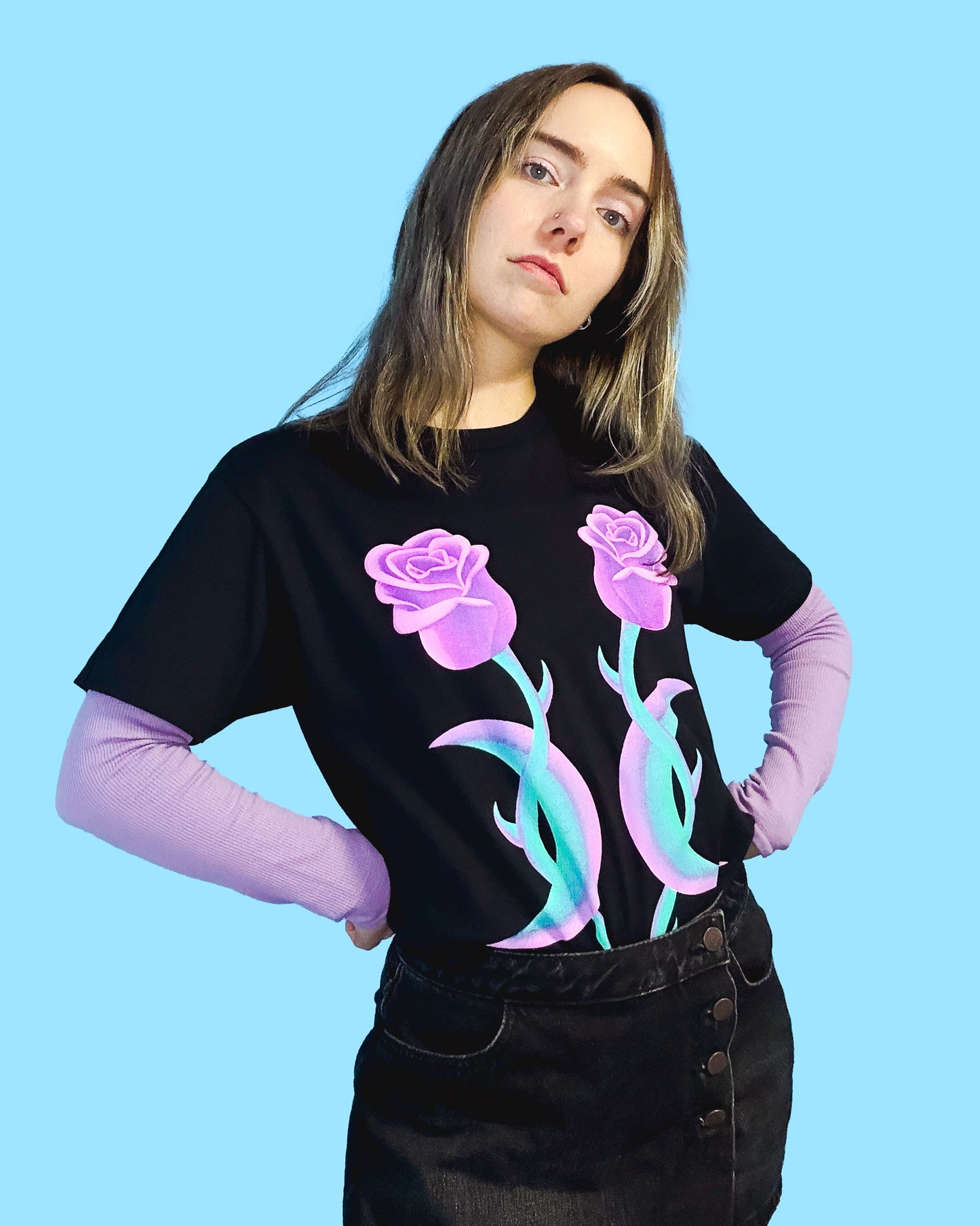 Rose Moon Black Tee