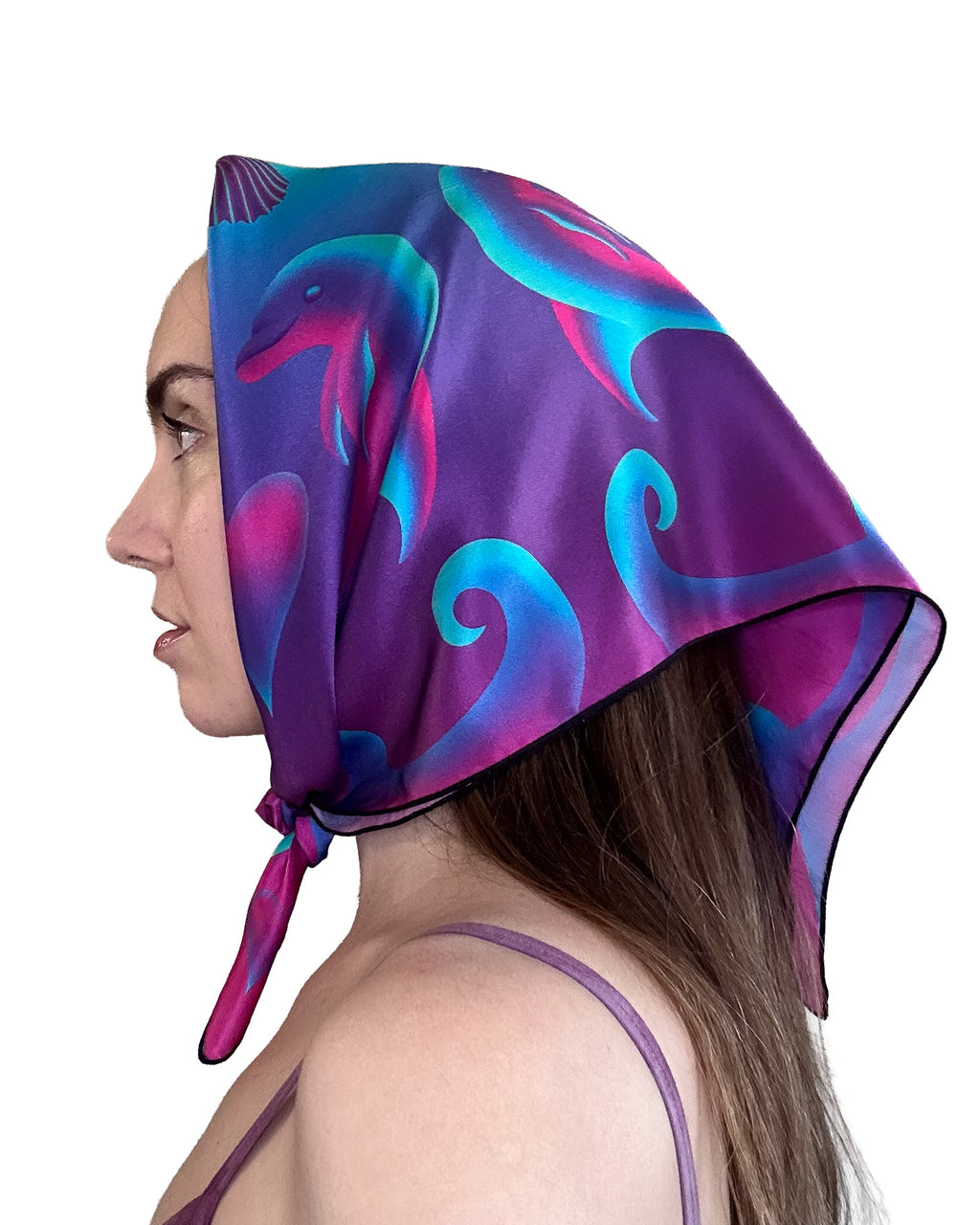 Heart Tides (Color) Silk Scarf — Wearable Art Bandana