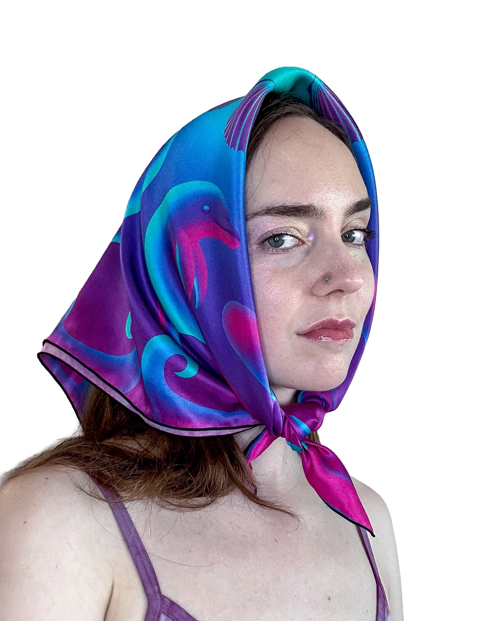 Heart Tides (Color) Silk Scarf — Wearable Art Bandana