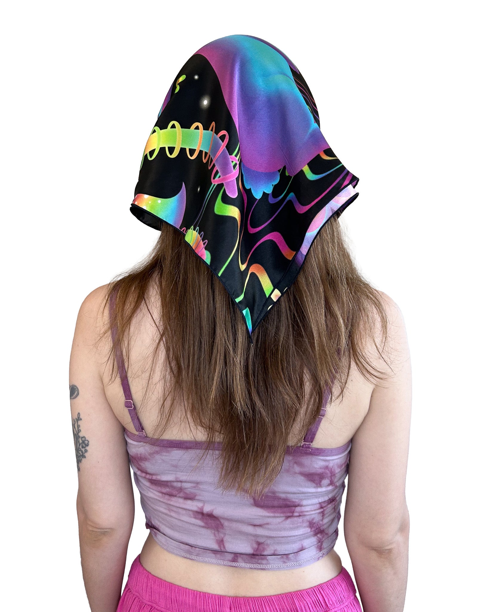 Bunny Bloom Silk Scarf — Wearable Art Bandana