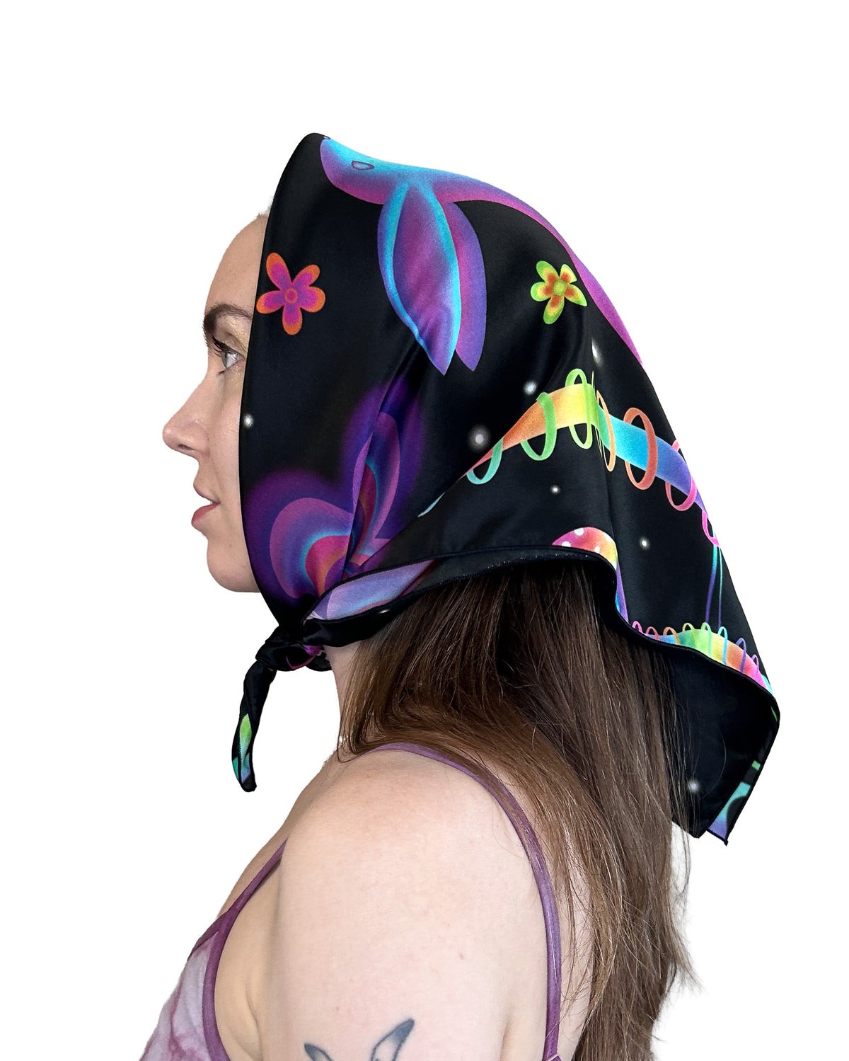 Bunny Bloom Silk Scarf — Wearable Art Bandana