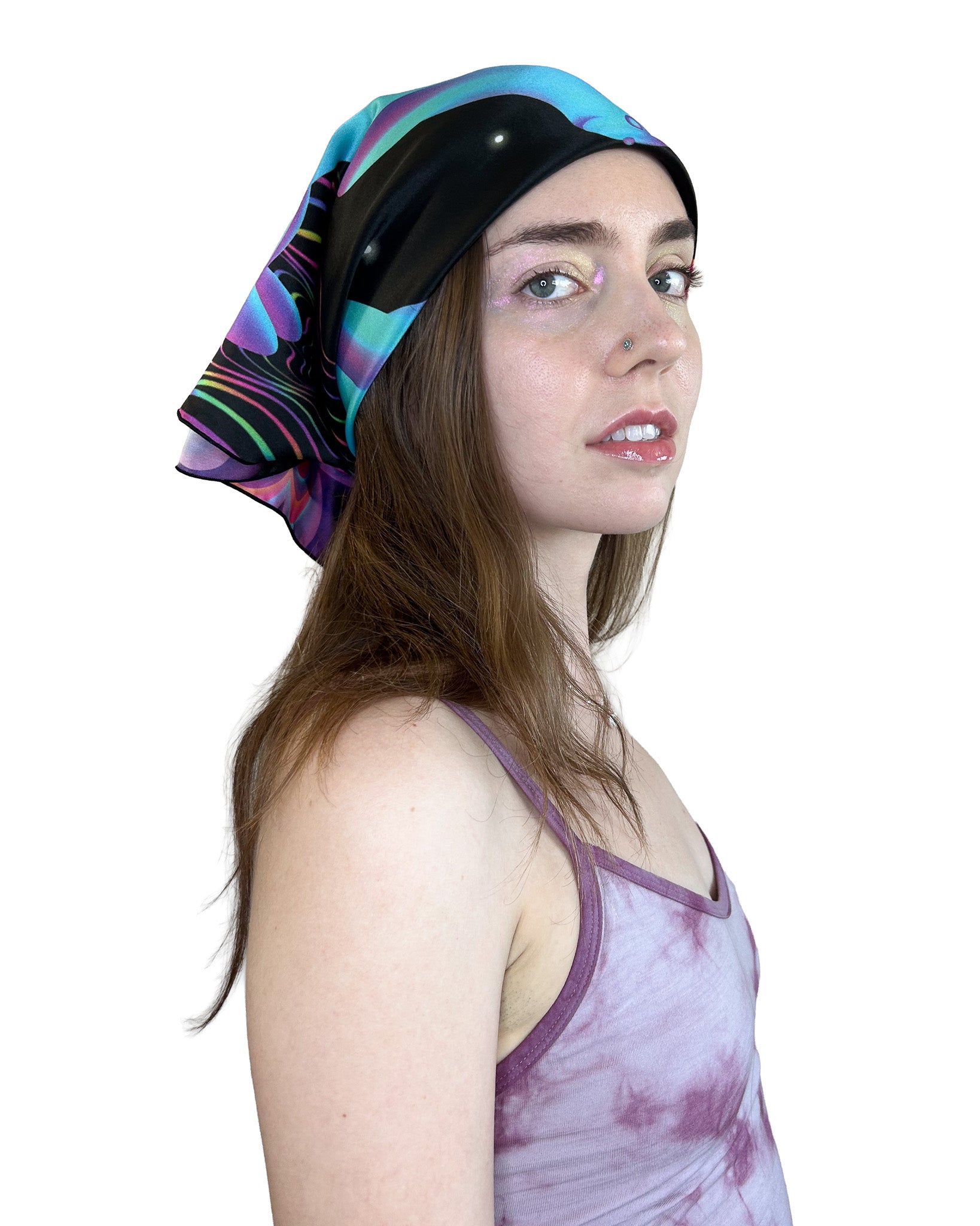 Bunny Bloom Silk Scarf — Wearable Art Bandana