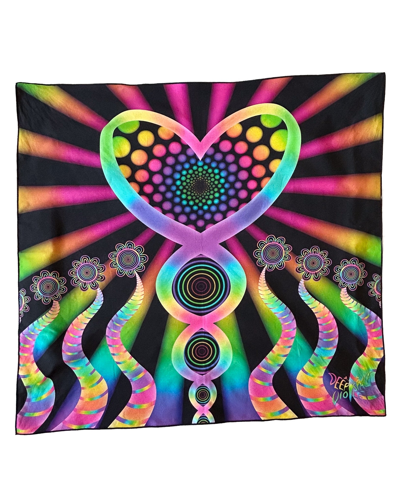 Growing Heart Silk Scarf — Wearable Art Bandana