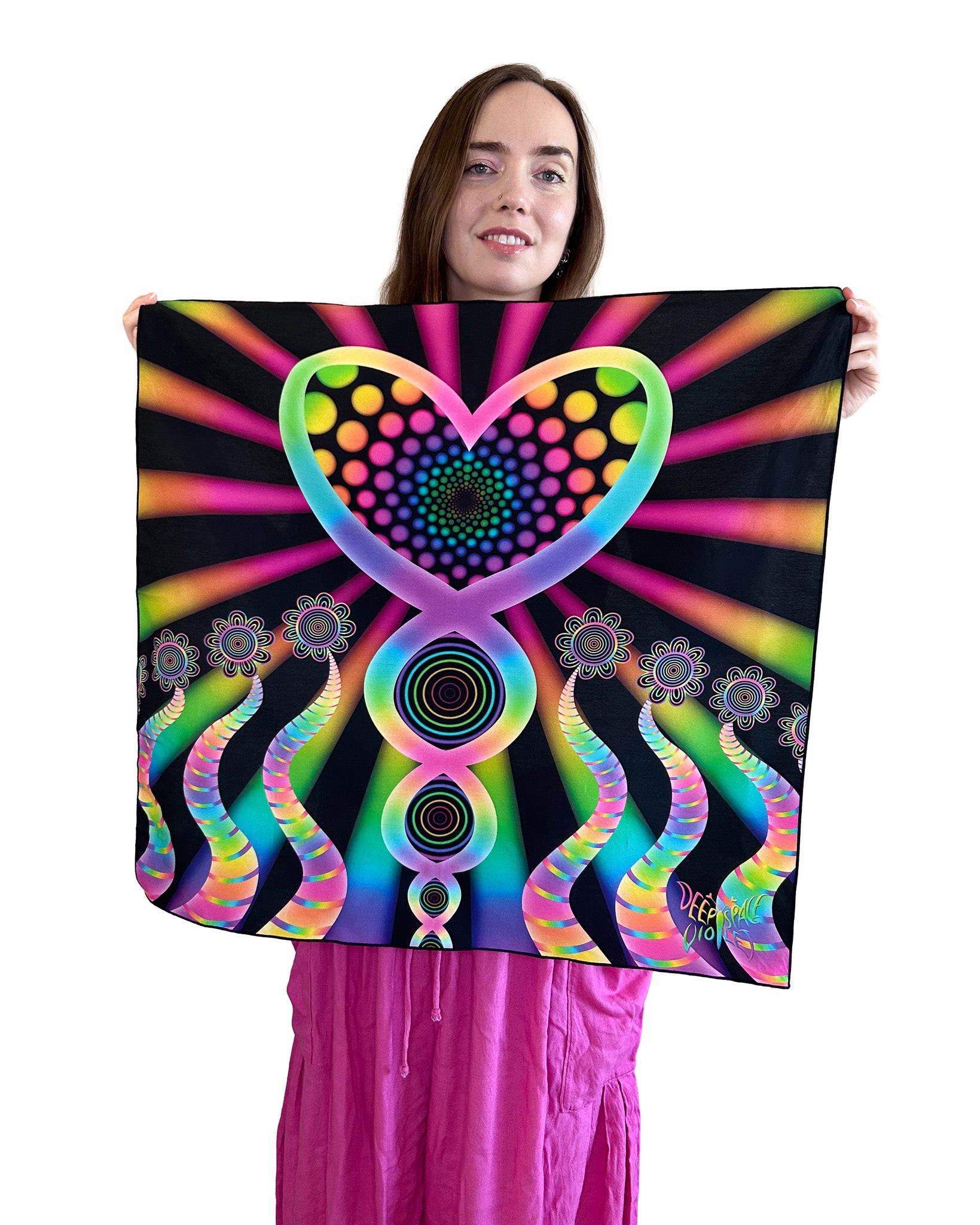 Growing Heart Silk Scarf — Wearable Art Bandana