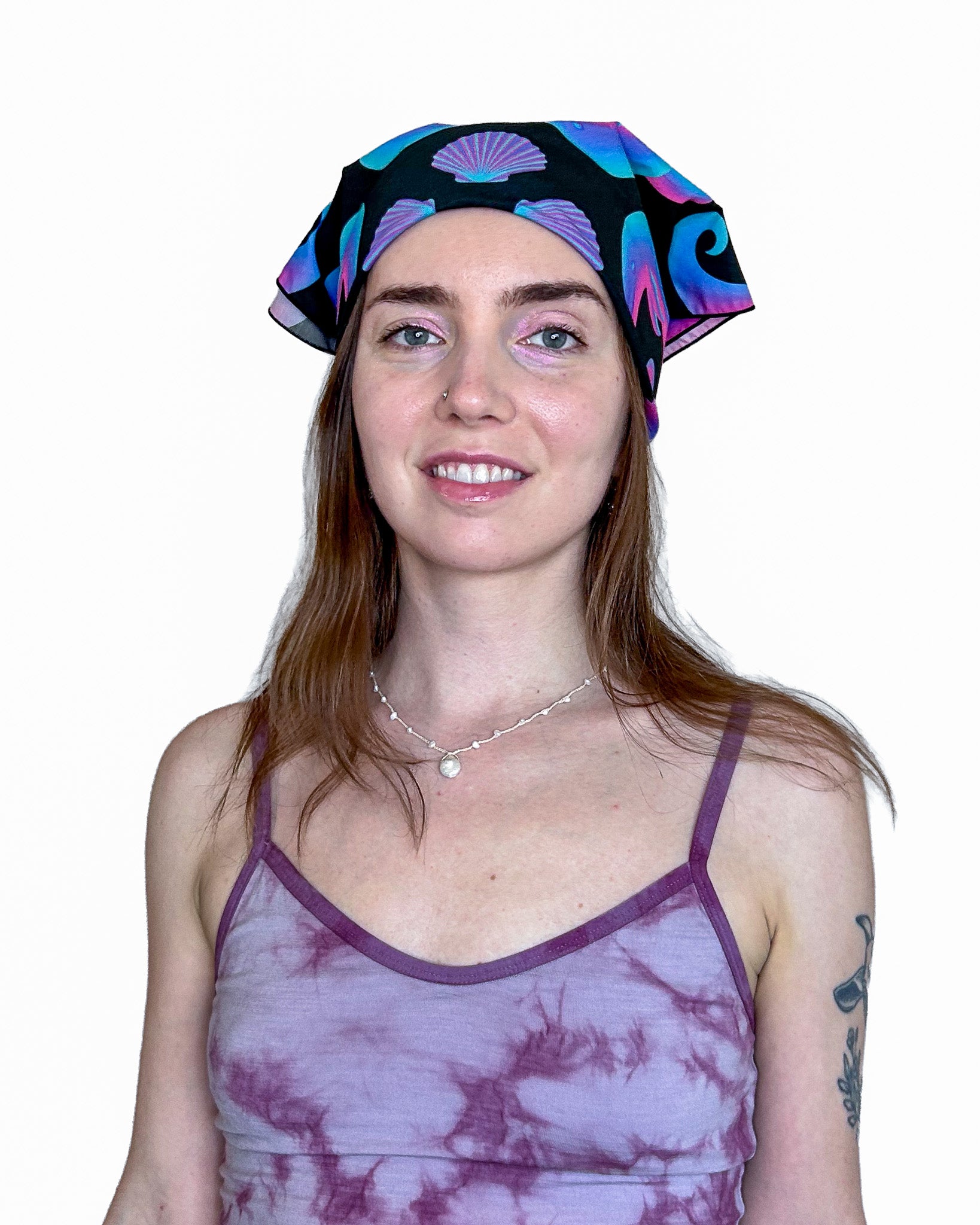 Heart Tides (Black) Silk Scarf — Wearable Art Bandana
