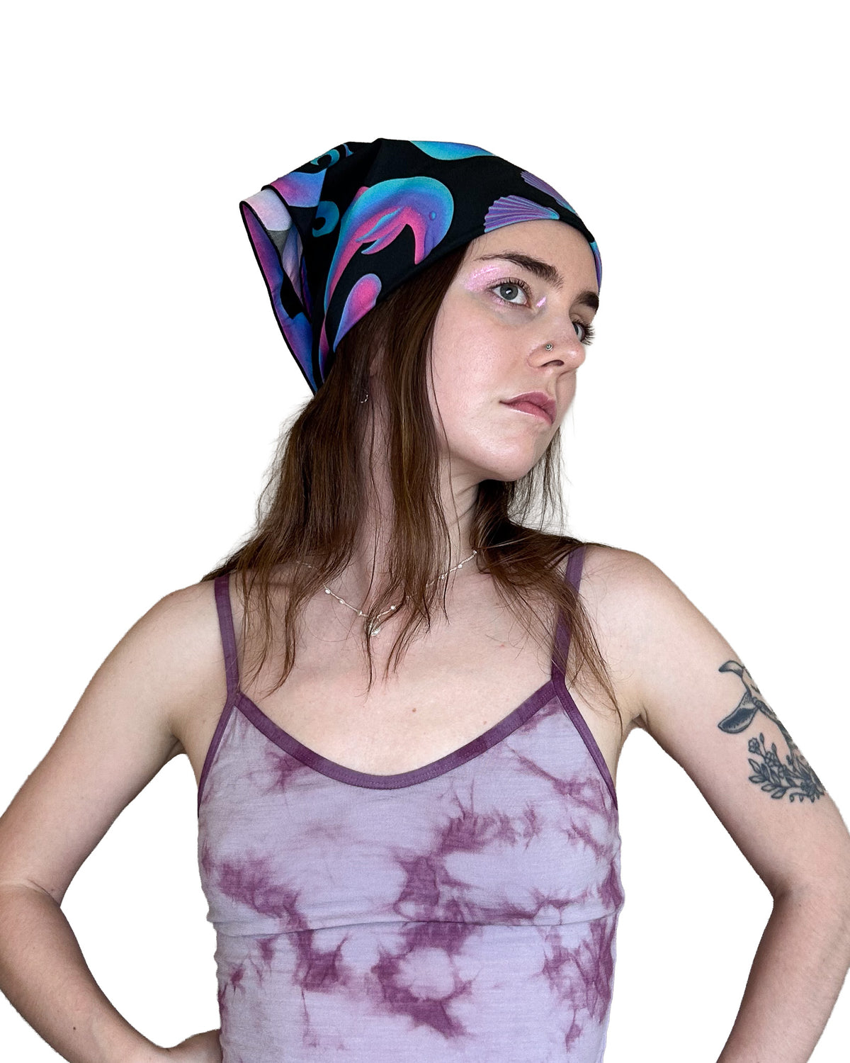 Heart Tides (Black) Silk Scarf — Wearable Art Bandana