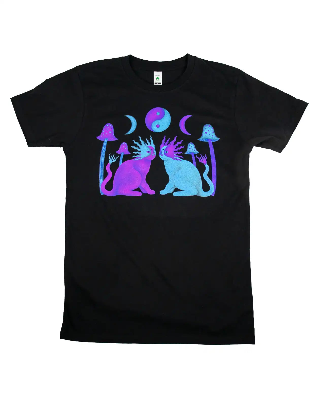 Yin Yang Mushroom Cats Graphic Tee