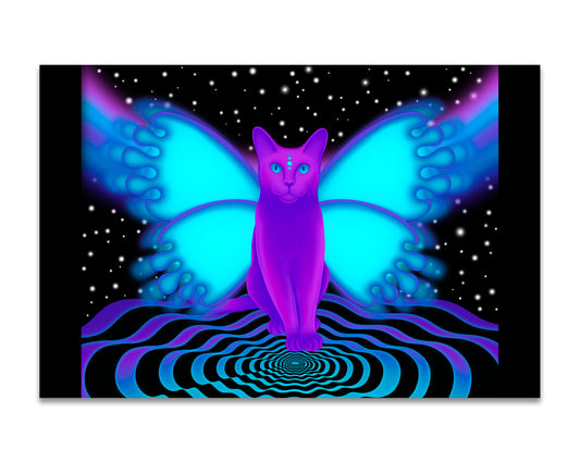 Purple Cosmic Cat - Mini 4x6 Art Print