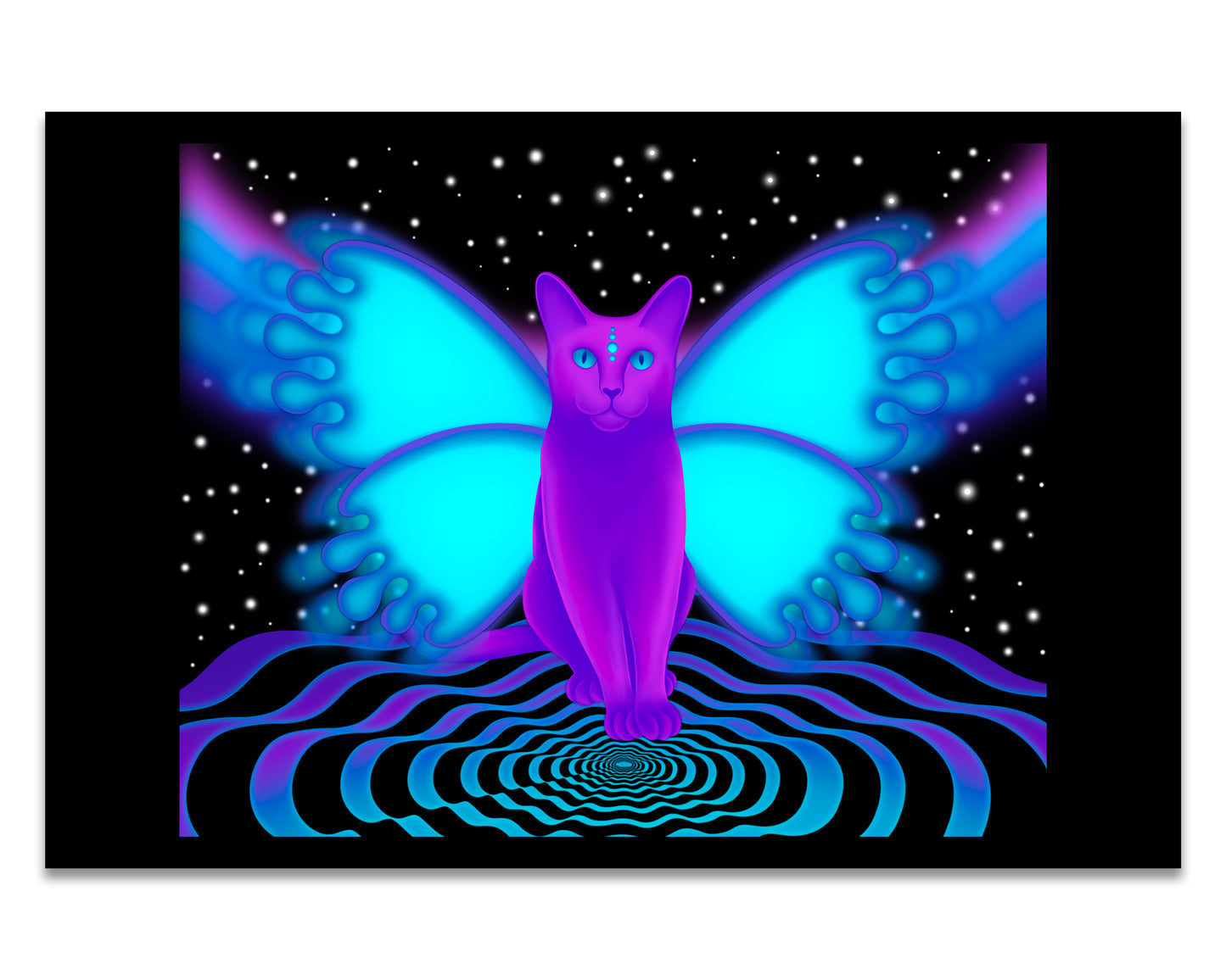 Purple Cosmic Cat - Mini 4x6 Art Print