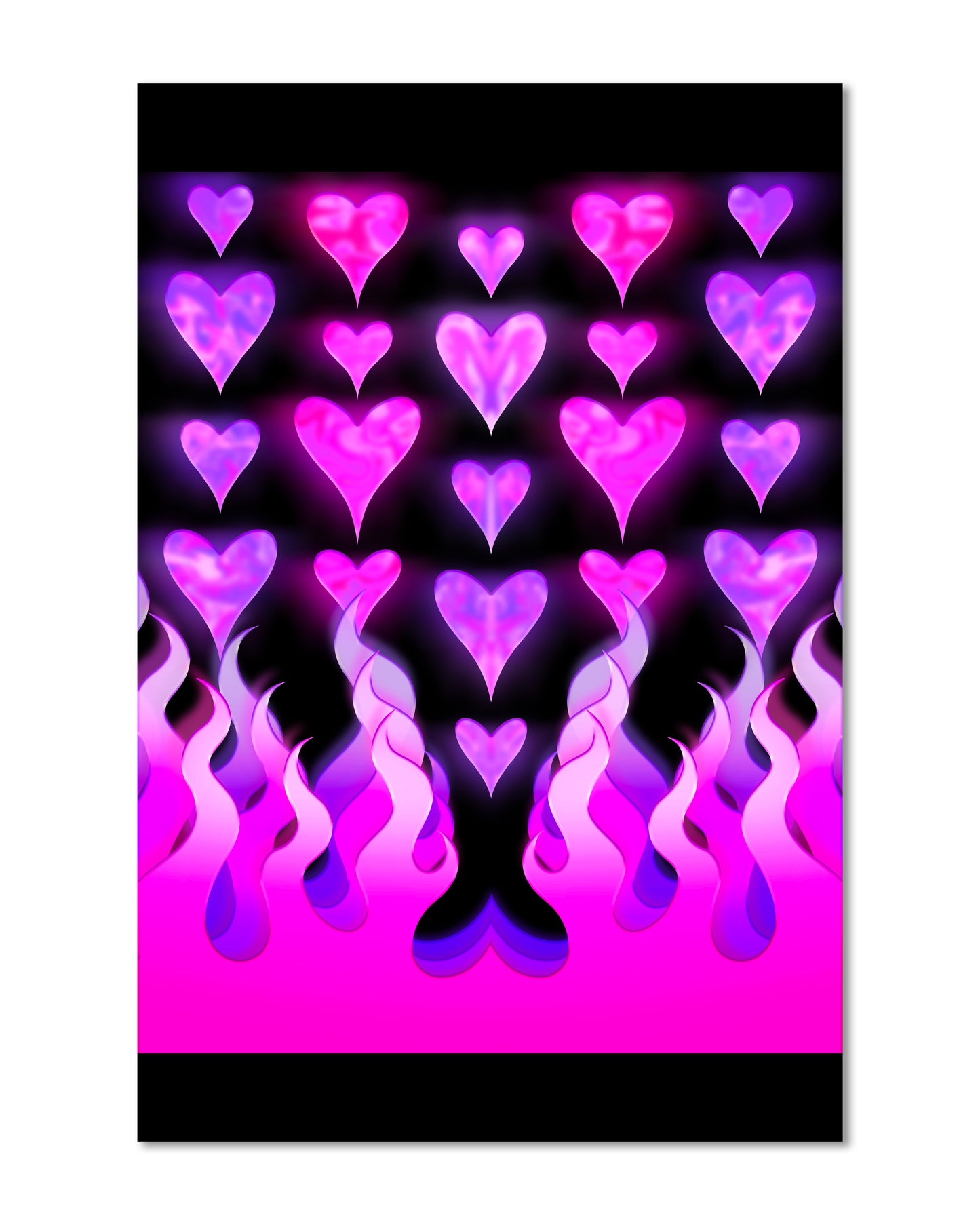 Purple Flame Hearts - Mini 4x6 Art Print