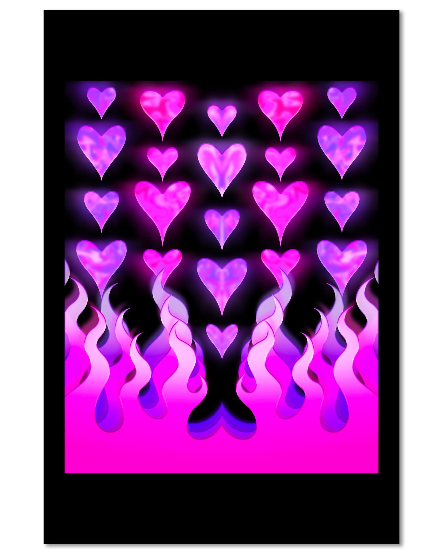 Purple Flame Hearts - Mini 4x6 Art Print