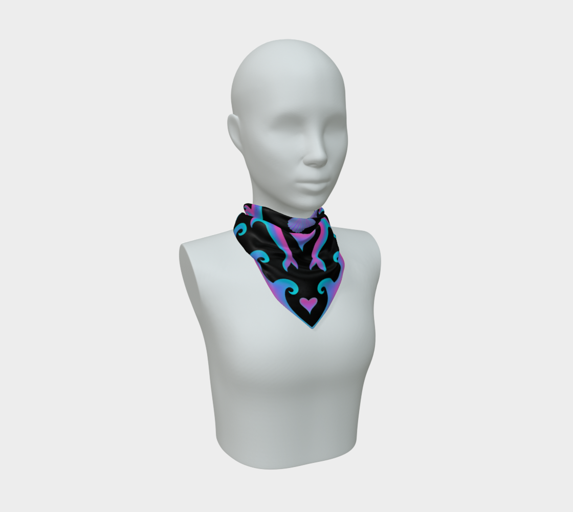 Heart Tides (Black) Silk Scarf — Wearable Art Bandana