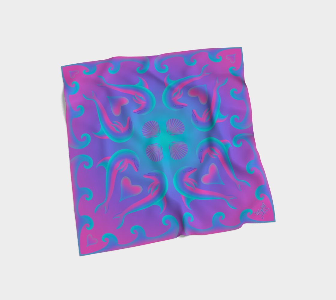 Heart Tides (Color) Silk Scarf — Wearable Art Bandana