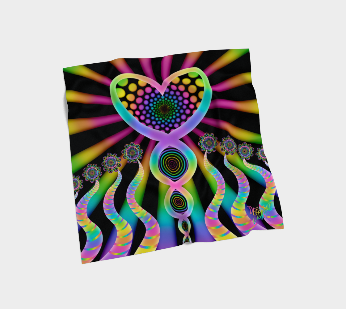 Growing Heart Silk Scarf — Wearable Art Bandana
