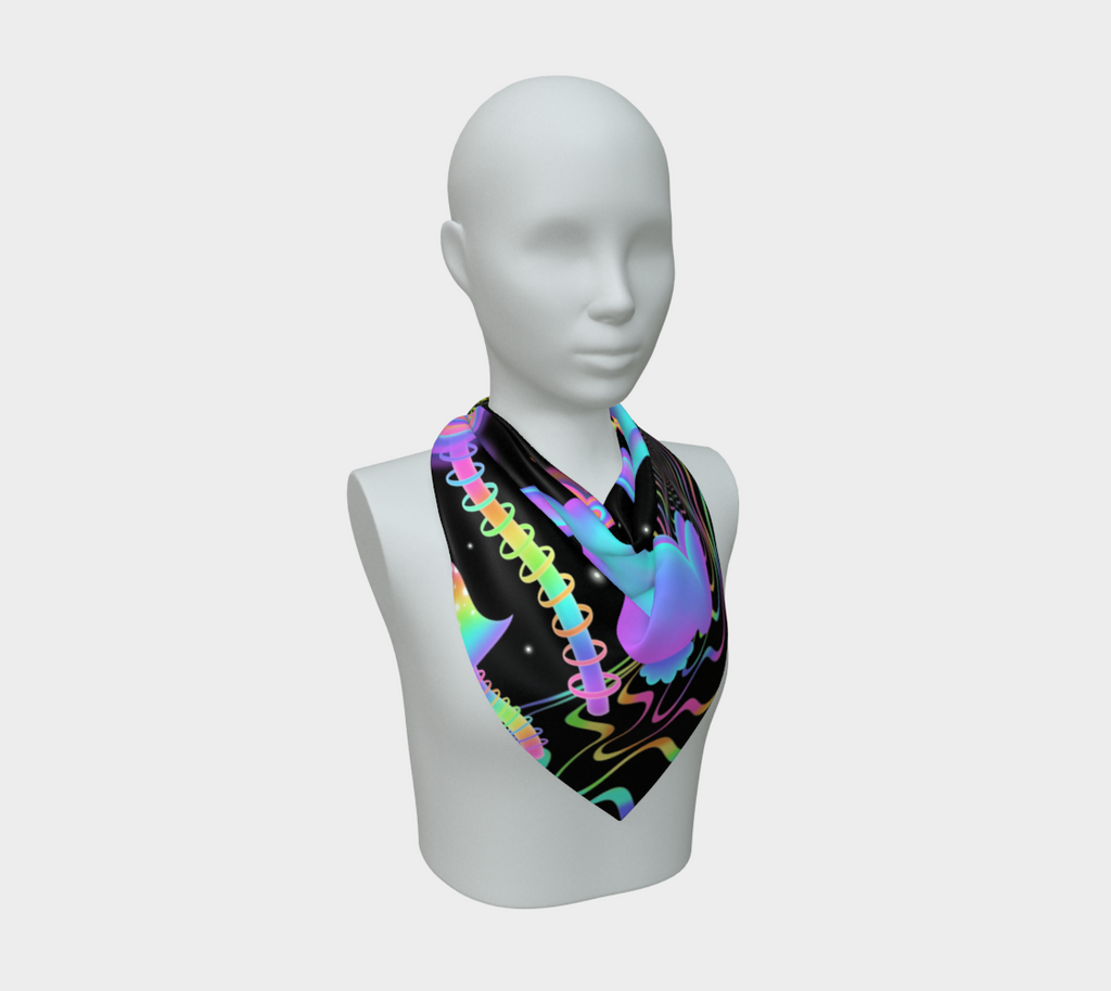Bunny Bloom Silk Scarf — Wearable Art Bandana