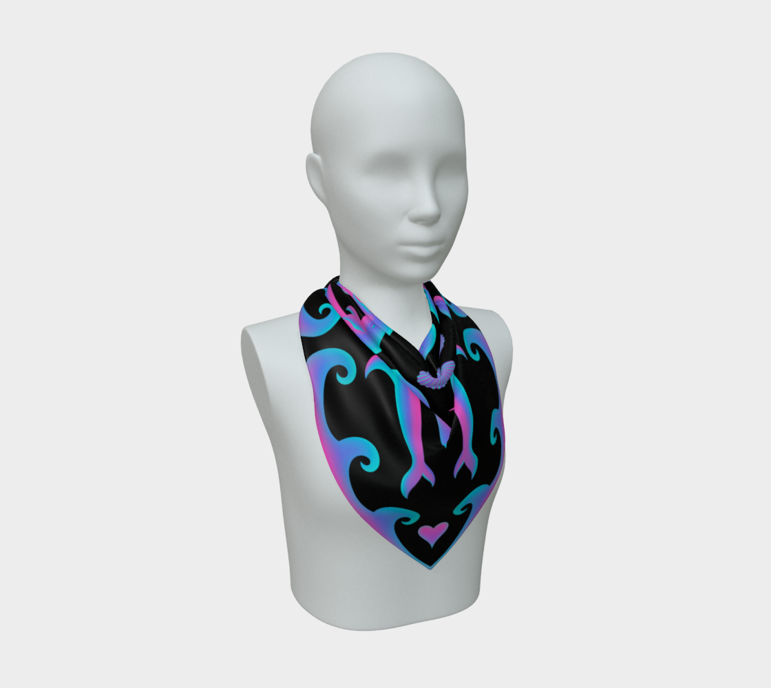 Heart Tides (Black) Silk Scarf — Wearable Art Bandana