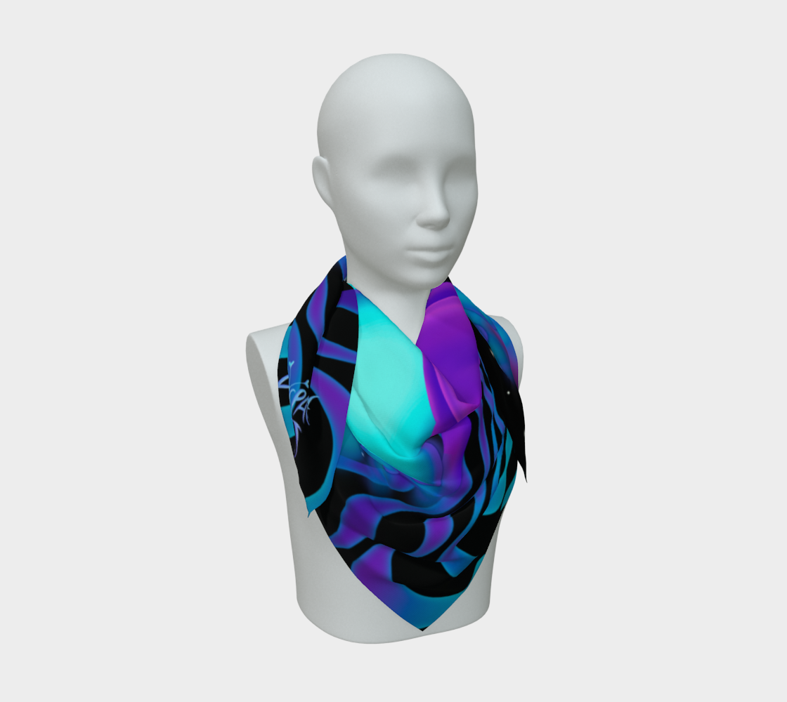Purple Cosmic Cat Silk Scarf — Wearable Art Bandana