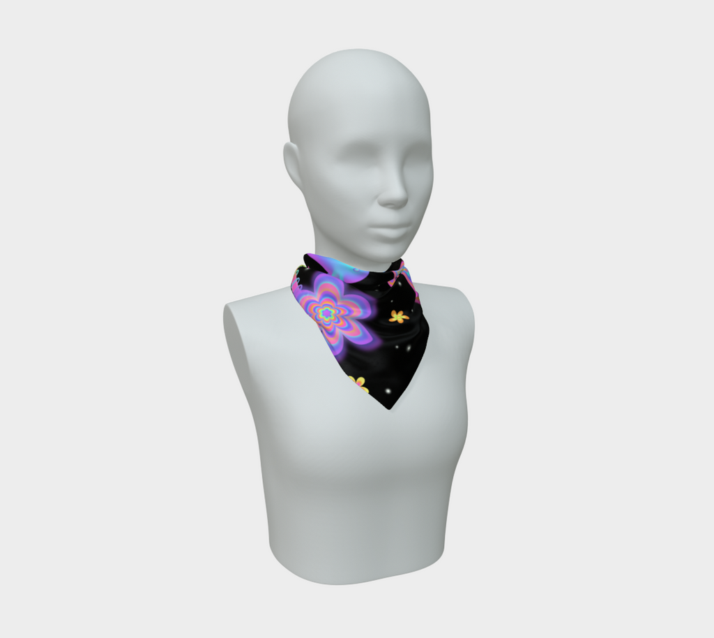 Bunny Bloom Silk Scarf — Wearable Art Bandana