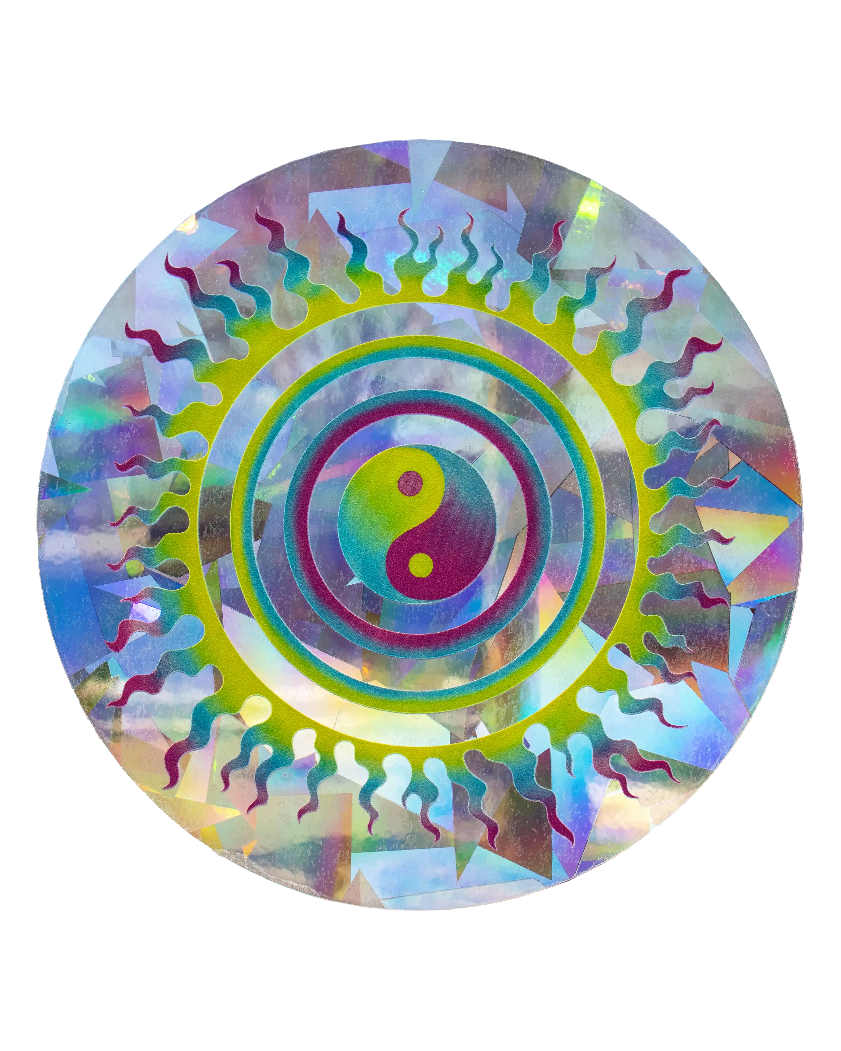 Yin Yang Flames - 5" Suncatcher - Rainbow Window Decal Sticker