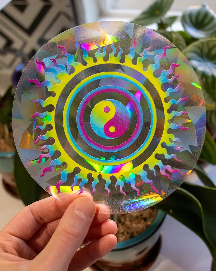 Yin Yang Flames - 5" Suncatcher - Rainbow Window Decal Sticker